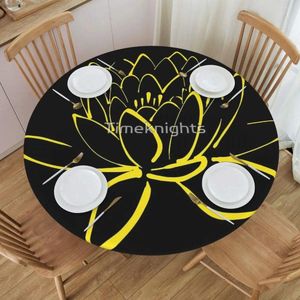 Tableau de tissu lotus fleur jaune et noir rond étanche décor de Noël intérieur / extérieur
