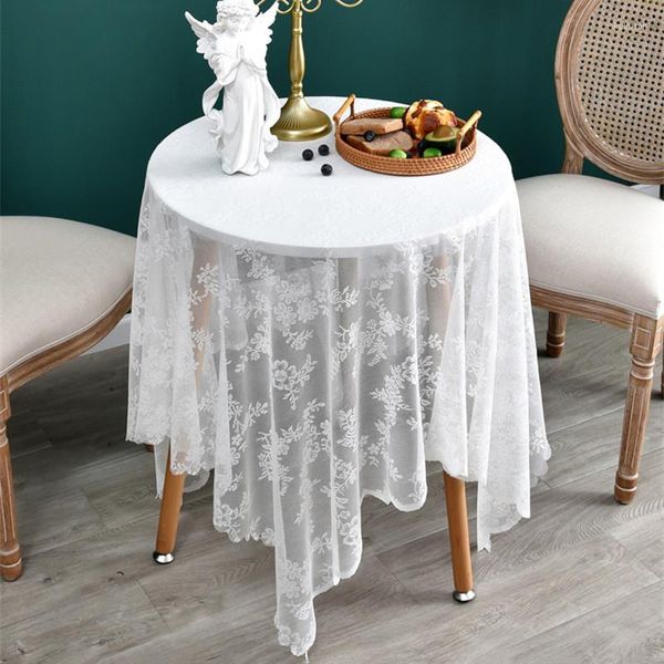 Nappe Belle Couverture En Dentelle Blanche Décor Broderie Florale Fête De Mariage Buffet Nappe Extra Large Rideau Fond Tapisserie