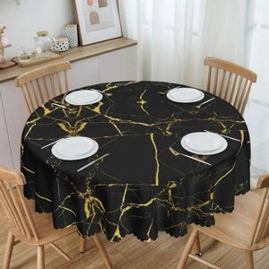 Table doek luxe zwart en goud marmer textuur tafelkleed ronde abstract patroon geometrische grafische deksel voor feest 60 inch