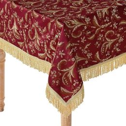 Tafelkleed Luxe Damast Bloemenmotief Rond Tafelkleed Kerstmis 60 Inch Bij 120 Goederen Decor Bordeaux Service Vrachtvrij