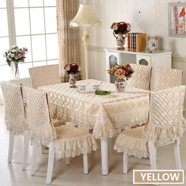 Nappe De Luxe Jacquard Tissu Dentelle Nappe Cuisine Café Thé Couverture Salle À Manger Banquet Décor Nappes Chaise Ensemble W