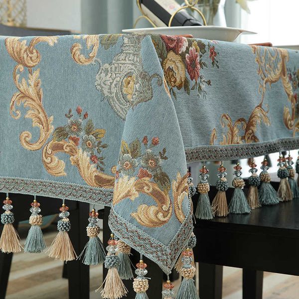 Nappe de luxe Jacquard gland pendentif tissu couverture de Table rectangulaire nappe basse européenne pour salon R230605