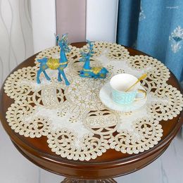 Table de table de luxe rond à la broderie de fleur en satin couvre de mariage