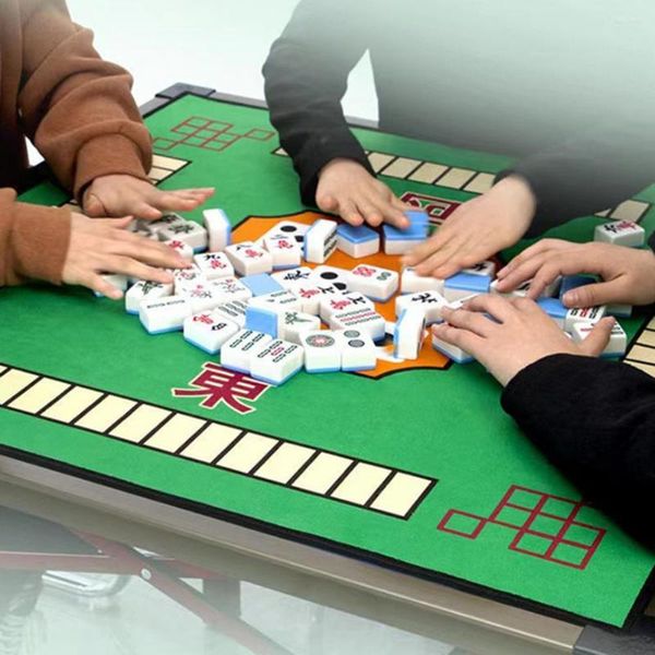 Mantel Mahjong Mat Espesar Mute Efecto 3D Fuerte absorción de agua Bordado exquisito Cuadrado Poker Pad Uso en el hogar