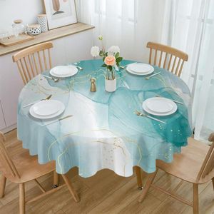 Nappe de table marbre ligne or dégradé chevauchement vert nappe imperméable mariage maison cuisine salle à manger décor couverture ronde