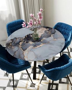 Table de table en marbre texture gris rond élastique recouverte de couverture protector-nappe en polyester imperméable rectangle ajusté