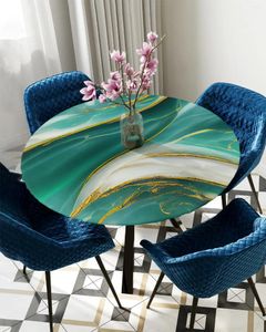 Table de table en marbre texture verte nappe rond à couverture élastique