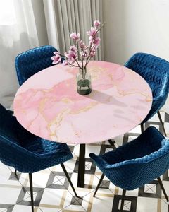 Nappe de Table en marbre, Texture d'encre, Style chinois, rose, ronde, bord élastique, protection, imperméable, rectangulaire, ajustée