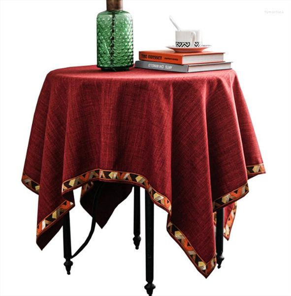 Tela de mesa moderna lino de algodón cuadrado uso en el hogar de picnic al aire libre