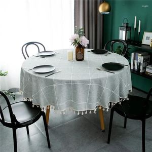 Tableau de table moderne minimaliste anti-poussière en coton et lin Jacquard Plaid couvercle circulaire comproche à thé à thé