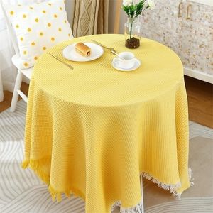 Tafelkleed moderne polyester vaste kleur vafle sofa gooi deken rechthoekige doek koffie dinering cover 220906