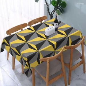 Table de nappe de moutarde jaune et gris géométrique nappe élastique ajustée en or imperméable des motifs en or pour la salle à manger