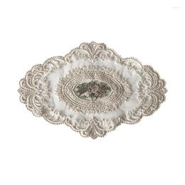 Napperon neutre pour salle à manger napperons en dentelle ovale Crochet coton bol en verre tapis de vaisselle élégant naturel