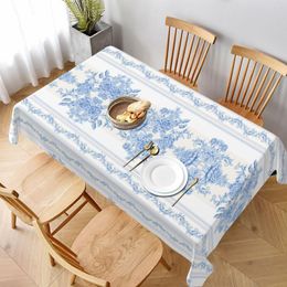 Tafelkleed Nordic Vintage Ins Blue Rose Print Geschikt voor Cafe Restaurant Picnic Party Home