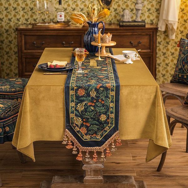 Nappe de Table avec peinture à l'huile, Style américain, chemin de lit rétro européen, lumière de luxe, décoration de bande pour meuble TV, 230822