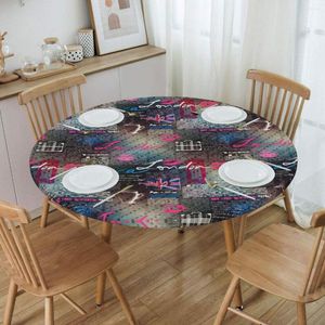 Tafle doek olieproof retro uk Londen Britse patroonomslag gemonteerd Verenigd Koninkrijk Symbool Backing Edge TableCleoth voor picknick