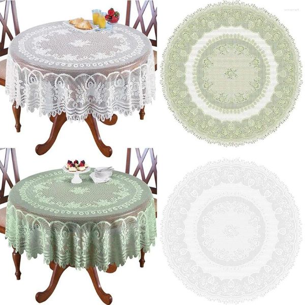 Nappe ou nappe oblongue ronde, choix de cuisine, dentelle blanche, décoration d'intérieur, 8 pieds