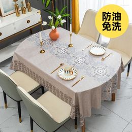 Nappe de table ovale imperméable, résistante à l'huile, tapis lavable et lavable en PVC café