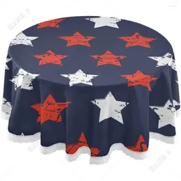 Tableau de nappe rond étoile patriotique American USA drapeau lavable Totons résistants aux taches avec dentelle pour la cuisine de cuisine