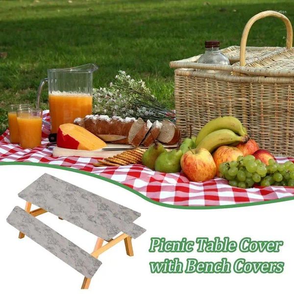 Juego de cubierta para silla de Picnic, mantel a cuadros de PVC, 3 uds., mantel rectangular impermeable, cubiertas elásticas para banco para interior y exterior