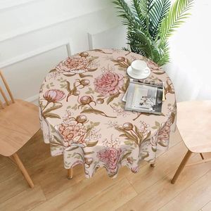 Nappe de table rose fleur de pivoine fleur nappe ronde 60 pouces couverture Polyester résistant aux taches et aux plis pour manger