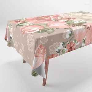 Nappe de table motif fleur rose nappe rectangulaire décor à la maison coloré extérieur résistant aux taches