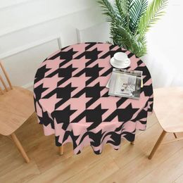 Paño de mesa Patrón de pata de gallo rosa Mantel redondo Cubierta impresa geométrica para eventos Mesas de comedor Moda al aire libre