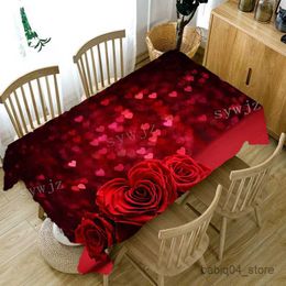 Nappe Rose Rose Motif Nappe Tissu Rectangulaire Table De Cuisine Couverture Famille Rassemblement De Mariage Accessoires Décoratifs R230819