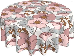 Nappe de Table Rose Nappe Ronde en Polyester Lavable Résistant aux Rides 60 Pouces pour Salle à Manger Intérieur Extérieur Partie BBQ