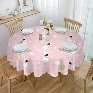 Nappe de table ronde imperméable rose, bonhomme de neige, flocon de neige, décoration de mariage, maison, cuisine, salle à manger, hiver