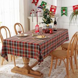 Tafelklein geruite kerstdecoratie tafelkleed kleur geweven polyester katoen rood groen deksel voor huisfeestje eetdecoratie