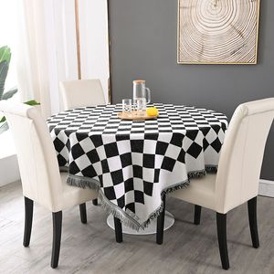 Nappe de table en tissu à carreaux sur le tissu, housse de canapé en damier pour meubles ronds et rectangulaires, textiles de maison, café latéral 220906