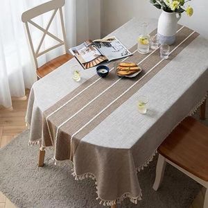 Nappe de table en lin décoratif à carreaux avec gland imperméable ovale épais mariage salle à manger thé salon couverture de maison