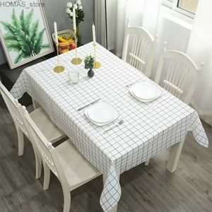 Nappe en plastique PVC rectangulaire grille d'impression nappe imperméable toile cirée cuisine table couverture imperméable toile cirée tampon anti-pulvérisation Y240401