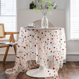 Nappe Polyester Coloré Brodé Fleurs Nappe Blanc Transparent Dentelle Thé Pour Cuisine De Mariage Salle À Manger