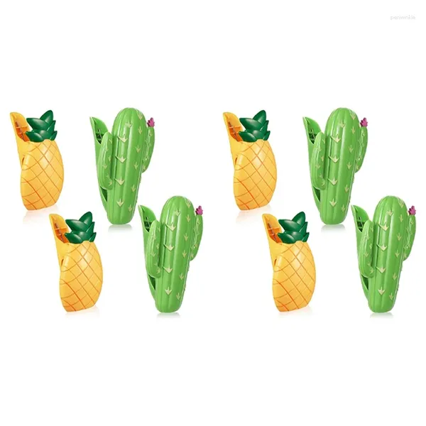 Promotion sur les nappes !8 pièces pinces à serviettes de plage en plastique grandes serviettes pour lignes de vêtements ananas Cactus décoratif voyage C