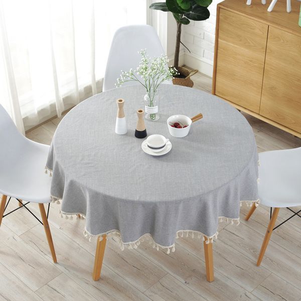 Tela de mesa orgullosa rosa japonés estilo mantel de algodón simple mantel redondo de color liso sólido azul claro azul marino azul marino comida cov 230621