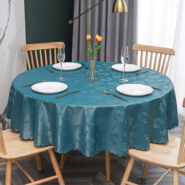 Nappe ronde en PU avec dentelle imperméable résistante aux taches et à l'huile utilisée pour les mariages imprimant des tables à manger