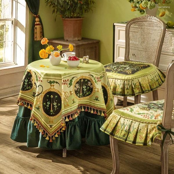 Tableau de table pure et frais nappe ronde américaine jungle singes imprimé couverture pour le dîner de cuisine de cuisine banquet décoratio vert