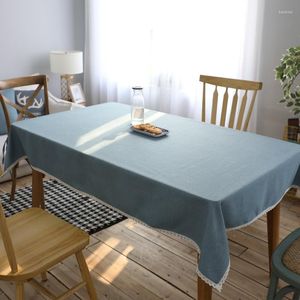 Nappe de table rectangulaire en coton et lin de couleur pure, tissu artistique_Jes4641