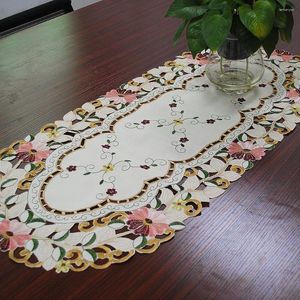 Pable de tela Rayuan hecha a mano Daisy Flower Cutwork Oval Tablecloth Wedding Decor Cover 40x85cm