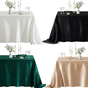 Mesa de tela de mesa Satinado Satinado Boda Blanca para la fiesta Eventos de cumpleaños de la fiesta Decoración del banquete Cena en el hogar