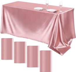 Nappe de table Rectangle mariage Satin tissu 57x102 pouces brillant lisse couverture en soie pour Banquet anniversaire salle à manger décor 230510