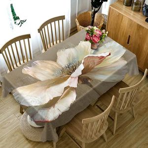 Nappe rectangulaire 3D motif floral papillon impression nappe lin résistant aux taches maison cuisine outil de nettoyage tapis de pique-nique