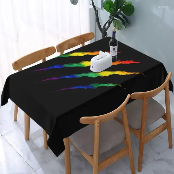 Nappe de table rectangulaire adaptée aux couvertures de fierté gay et lesbienne GLBT à bord élastique de 45 à 50 pouces