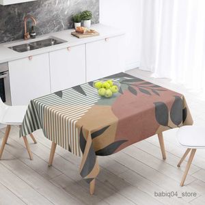 Tafelkleed Rechthoekige Tafelkleden Tropische Planten Bladeren Maan Bruin Groen Elegante Keuken Decor Waterdichte Tafel R230801