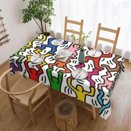 Mantel Rectangular impermeable a prueba de aceite Haring Keith Haringheart mantel cubre 45 "-50" patrón de ajuste