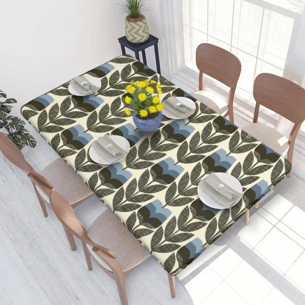 Mesa de tela rectangular impermeable a impermeabilizado rosa brote polvo azul orla kiely estampado cubiertas de manta 4 pies ajustado