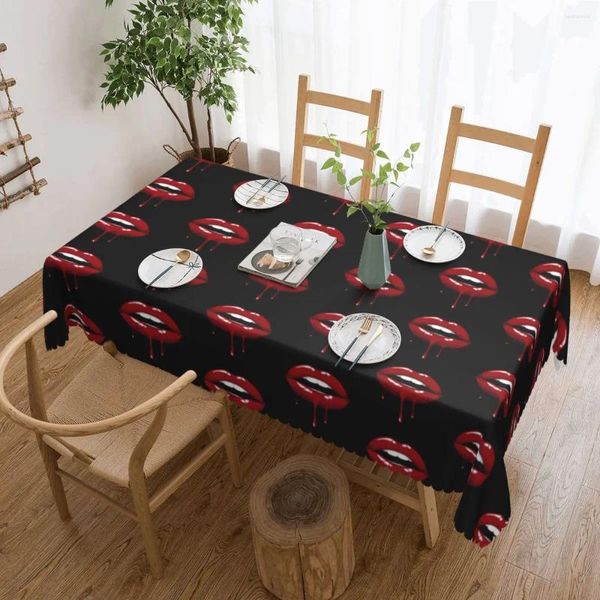Mesa de tela de tela rojo que gotea labios Glamour Glamour estampado Rectangular Cover Patrón de manteles para comedor de cocina