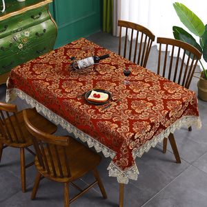 Nappe de table Tissu de dentelle rouge Épaissie Isolation thermique Anti-brûlure Art rond s Housse anti-poussière pour meubles 230413